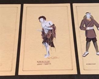 Everyman theater play costume renderings