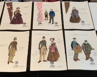 A Christmas Carol theater costume renderings