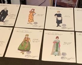 Noel Coward's "Blithe Spirit" theater costume renderings