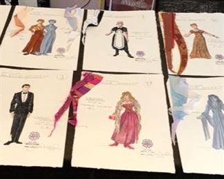 Noel Coward's "Blithe Spirit" theater costume renderings