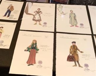 Noel Coward's "Blithe Spirit" theater costume renderings