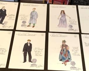 Noel Coward's "Blithe Spirit" theater costume renderings