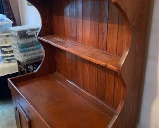 Gorgeous restored antique Shaker dry sink / kitchen hutch, handmade 1800s. This stunning piece measures 60" tall, 18" deep and 39" wide. 