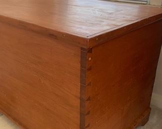 Partially restored antique Shaker hope chest, handmade 1800s. Has a beautiful finish that needs minimal work to fully restored condition... this is a beauty! Measures 40" wide, 21.5" deep and 23" tall. 