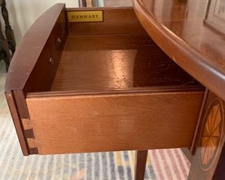 Antique Hammary Inlaid Pembroke End Table in gorgeous excellent condition. Measures 35" wide with both leaves open, or 19" wide with both leaves dropped. 27" tall and 27" tall. 