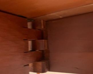 Antique Shaker dining table, partially restored. Measures 64" wide with leaves open, 22" wide with leaves down. 45" wide, in excellent condition