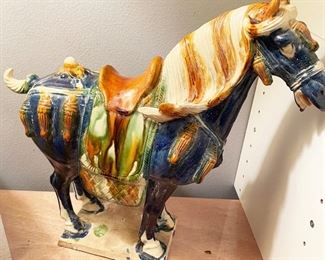 Antique Chinese "Tang Sancal" Horse - Stands 15" high