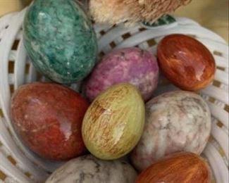 stone and ceramic eggs