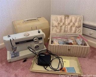 Kenmore Sewing Machine, sewing notions, sewing basket