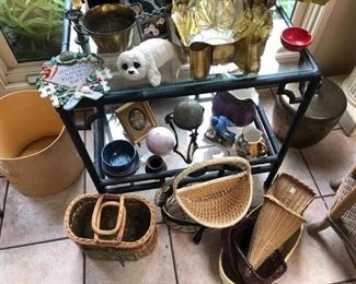 Variety of pots , porch items and tables