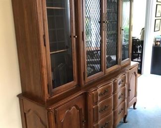 Davis Cabinet Company cherry French provincial breakfront/China cabinet 