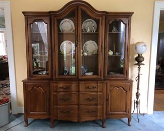 Davis Cabinet co cherry French Provincial breakfront, great for China, books, collections of any type