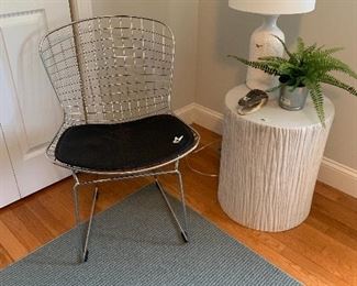 MidCentury Modern Chrome Wire Dining Chair with Faux Leather Seat Pad