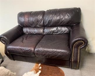 Leather Loveseat with Nailhead trim