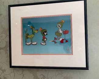 Original 1994 Warner Brothers Marvin the Martian Sericel, "Special Delivery from Mars,"    Original Frame and Certificate of Authenticity 