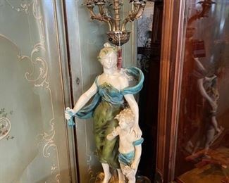 One of a kind tall porcelain chandelier lamp
