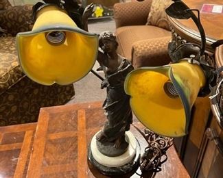Antique French bronze lamp