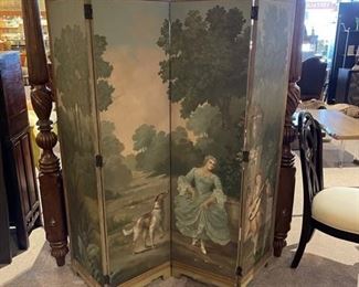 Antique hand painted screen