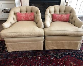 SOLD  Tufted, bucket lounge chairs. Excellent condition. No pets. $250 each, $400 pair, delivery and shipping available pls enquire. SOLD  