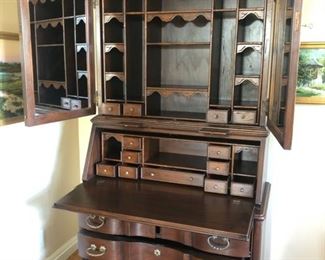 SOLD. Large mirror doors, with scalloped draws secretary desk. Hayworth. 45w x 87h x 22d. Delivery available please enquire. $2,750.   SOLD