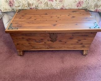 SOLD. Antique cedar chest 36x18x18 in perfect condition. Great for extra storage. Beautiful metal studded corners. $150