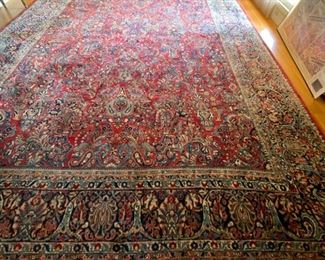 Iranian 12' x 18' (148" x 220") antique, handmade silk and wool area rug. In excellent condition, photo shows shadows not fading. Delivery/ shipping available. $2,850