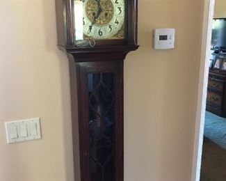 SOLD  Tall clock, mahogany, Colonial company. $300
