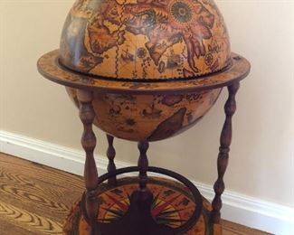SOLD Wooden globe bar $165