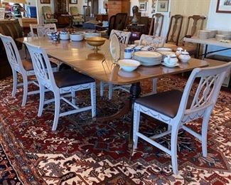 Antique Double Pedestal Dining Table w/4 Leaves