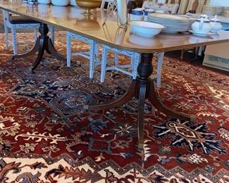 Antique Double Pedestal Dining Table w/4 Leaves