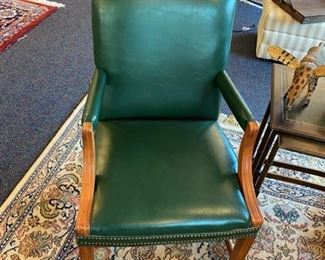 Green Faux Leather Arm Chairs
