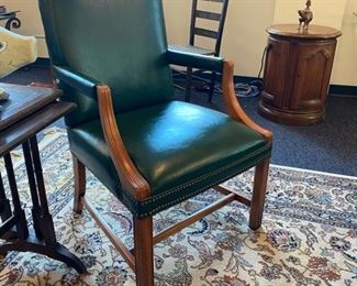 Green Faux Leather Arm Chairs