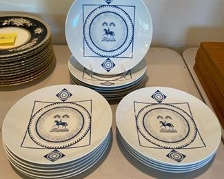 Seltmann Weiden blue & white horse & rider plates, 18