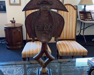 Carved Wood and Metal Sculpture