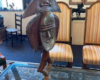 Carved Wood and Metal Sculpture