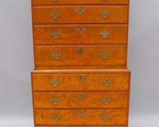 Tiger maple chest on chest