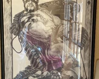 F. RONALD FOWLER FRAMED GOLD PROVINCETOWN CARNIVAL 1985 PRINT