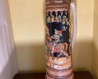 Large Werner Corzelius Knight Castle Ceramic Lidded Beer Stein #1113