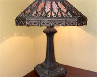 L&L WMC Cast Metal Slag Glass Panel Lamp