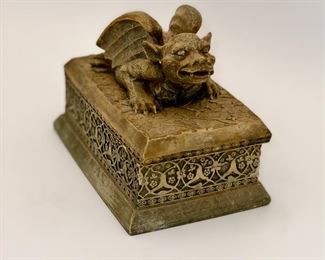 Gargoyle Topped resin trinket box by Vandor 1995