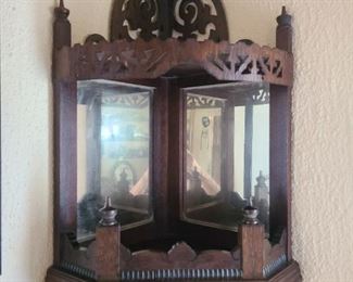 Antique ornate wood corner shelf