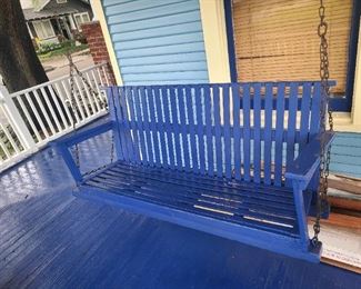 Beautiful blue porch swing