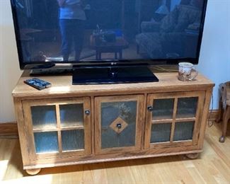 60" FLAT SCREEN TV AND CABINET