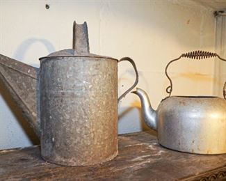 metal watering can and teapot