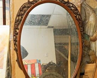 walnut oval mirror