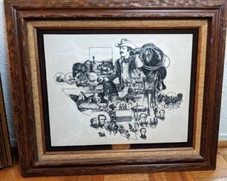 Texas Framed Etching