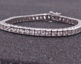 Brilliant 4.90 Carat Diamond Art Deco Styled Bracelet in 14k White Gold; $11,200 Retail Estimate
