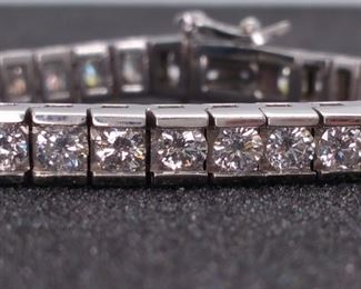 Brilliant 4.90 Carat Diamond Art Deco Styled Bracelet in 14k White Gold; $11,200 Retail Estimate
