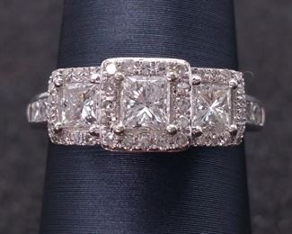 1.25 Carat Diamond Triple Halo Ring in 14k White Gold
