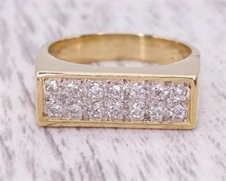 ~.98 Carat Diamond Bar Styled Estate Ring in 18k Yellow Gold
